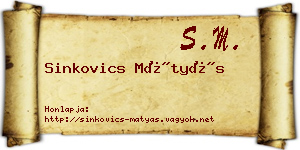 Sinkovics Mátyás névjegykártya
