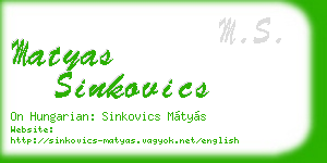 matyas sinkovics business card